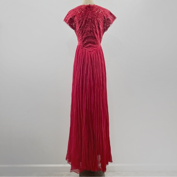 Intimately Free People Red Lace Maxi Dress Deep V-Neck Size XS - Picture 3 of 6